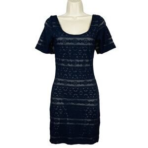 NEW! Abercrombie & Fitch Lace Print Bodycon Dress Short Sleeve Scoop Neck - S